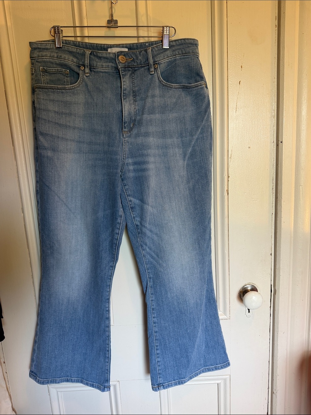 LOFT Light Blue Curvy High Waist Kick Crop Jeans